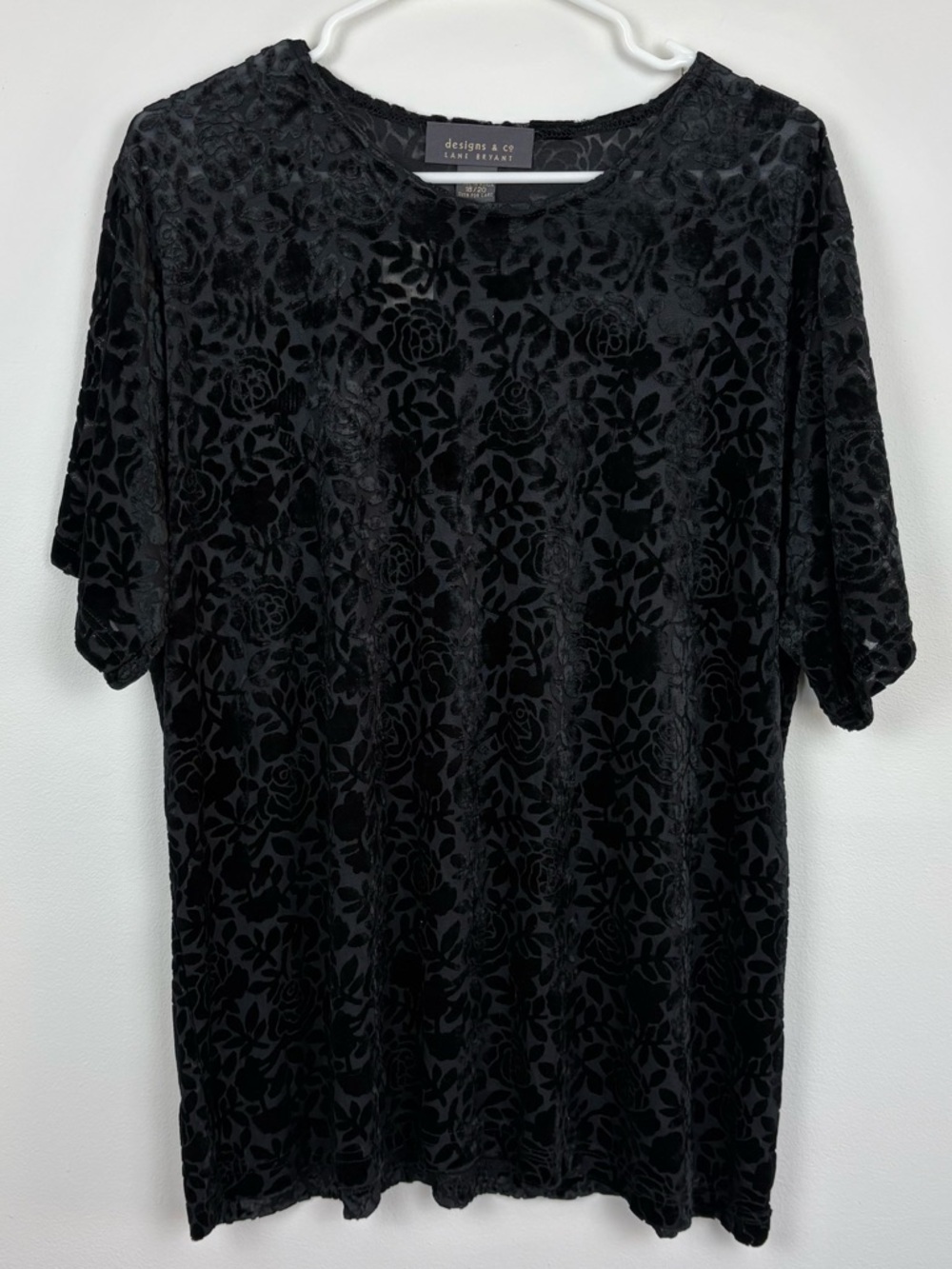 Lane Bryant Black Velvet Burnout Floral Top NWT Whimsigoth 18/20 Dark Fairycore